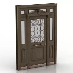 Antique Door Walnut Wooden 3d model