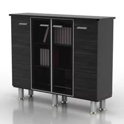 Modern Bookcase Black Wood 3d model
