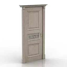 Antique Wood Door Carved Frame 3d model