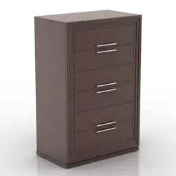 Walnut Locker Three Drawers 3d model