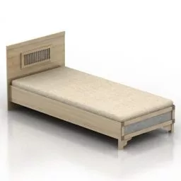 Single Bed Wooden With Mattress 3d model