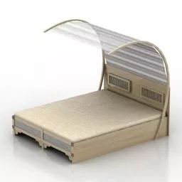 Double Bed With Curved Roof 3d model