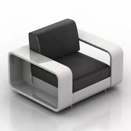 Armchair Curved Steel Frame 3d model