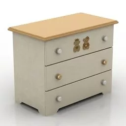White Locker Wooden Top 3d model