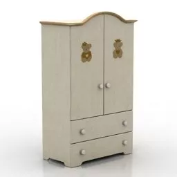 Antique Wardrobe White Painted 3d model