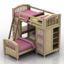 Bunkbed Wooden Furniture 3d model