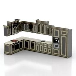 Kitchen L Cabinet Grey Painted 3d model