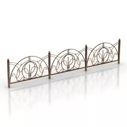 Golden Wrought Iron Fence 3d model