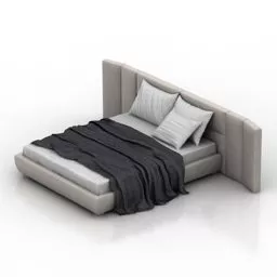 Double Bed With Upholstered Back 3d model