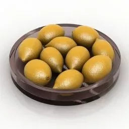 Lemons On Round Tray 3d model