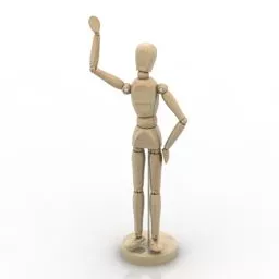 Wooden Human Figurine 3d model