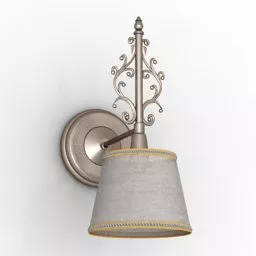 Antique Wall Sconce Lamp, Brass Frame 3d model