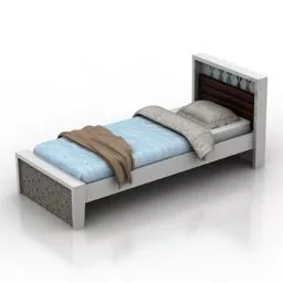Single Bed With Mattress And Blanket 3d model
