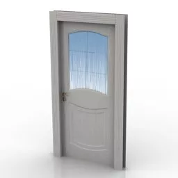 Home Door Country Style With Glass Window 3d model