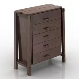 Modern Walnut Locker With Drawers 3d model