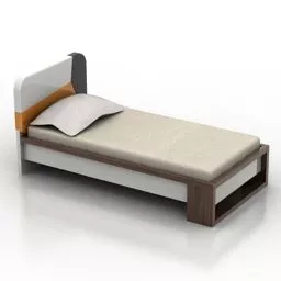Single Bed With Thin Mattress 3d model