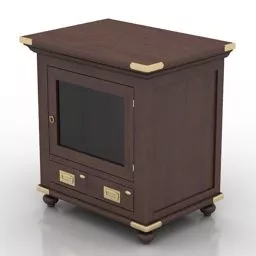 Antique Nightstand Brown Wood 3d model