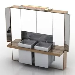 Bathroom Wash Basin With Cabinet Mirrorwall 3d model