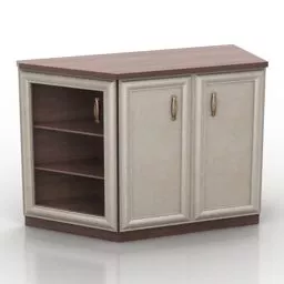 European Locker With Wooden Counter Top 3d model