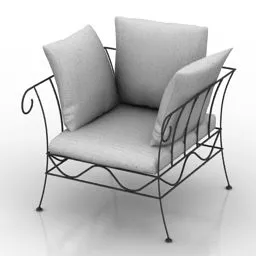 Outdoor Single Armchair Steel Frame 3d model