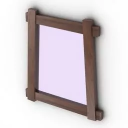 Rectangular Mirror In Wood Frame 3d model