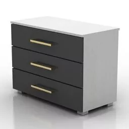 White Locker Furniture With Grey Drawers 3d model