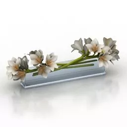 Decorative Flowers On Rectangular Vase 3d model