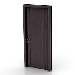 Door With Lock Brown Wood 3d model