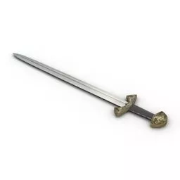 Viking Sword With Golden Carved Handle 3d model