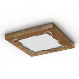 Ceiling Lamp Square Shade With Wood Case 3d model