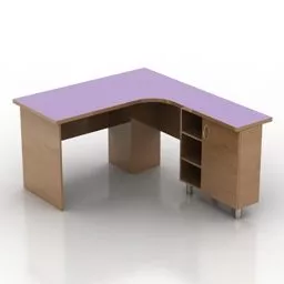 Corner Table L Shape With Cabinet 3d model