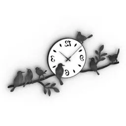 Wall Round Clock With Bird Decoration 3d model