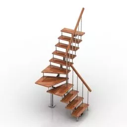 Indoor Stair Wood Handrail 3d model