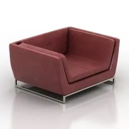 Low Armchair, Red Velvet 3d model