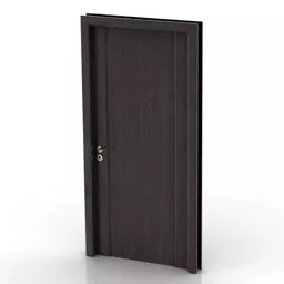 Single Door With Brass Handle, Black Color 3d model