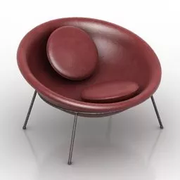 Round Leather Armchair Lyna 3d model