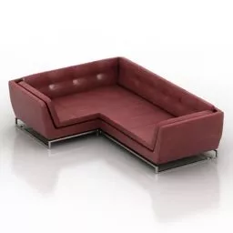 L Sofa, Leather, Tufted Sofa 3d model