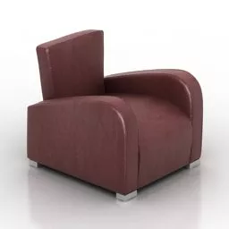 Leather Relax Armchair, Brown Color 3d model