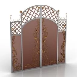 Home Gate With Floral Decoration 3d model