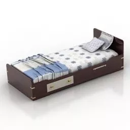 Single Bed With Drawers Under 3d model