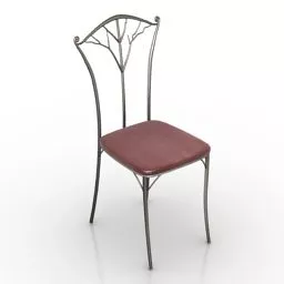 Outdoor Steel Chair With Red Seat 3d model