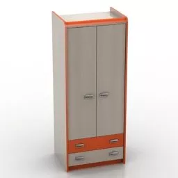 Simple Tall Wardrobe Beige Color 3d model