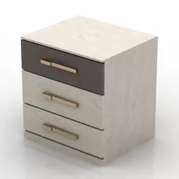 Beige Nightstand With Three Drawers 3d model