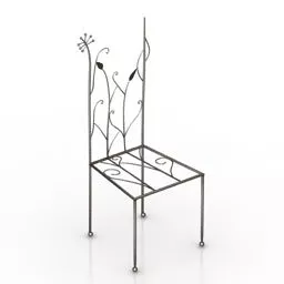 Antique Black Steel Chair 3d model