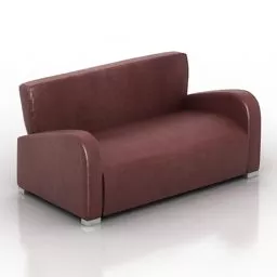 Smooth Sofa Red Leather 3d model