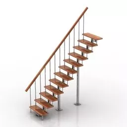 Straight Staircase Equipment With Handrail 3d model