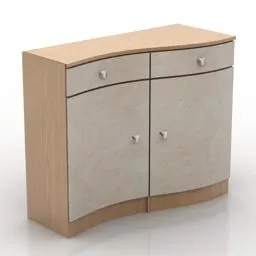 Curved Locker Ash Wood 3d model