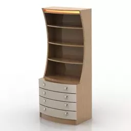 Curved Rack Shelf With Drawers 3d model