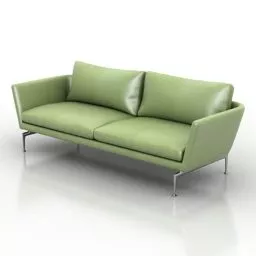 Dual Seat Sofa, Green Leather 3d model