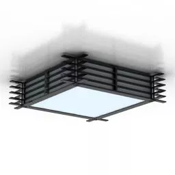 Ceiling Lamp Square Wooden Cover 3d model